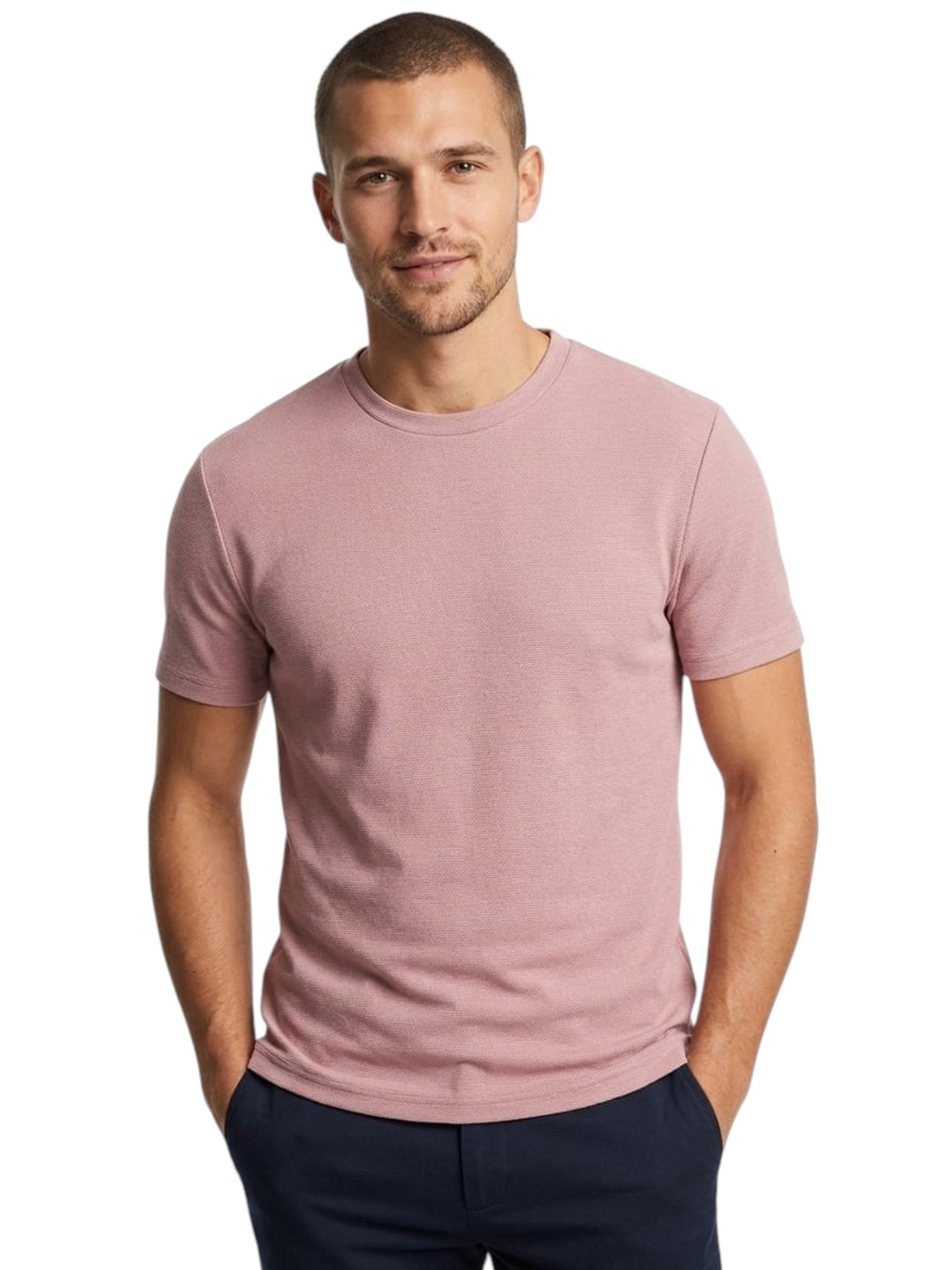 Image for Men's Stripped Knitted Top,Dusty Rose