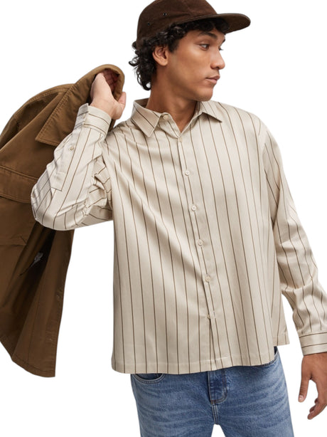 Image for Men's Striped Dress Shirt,Beige