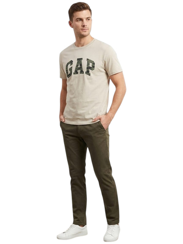 Image for Men's Brand Logo Printed Top,Beige
