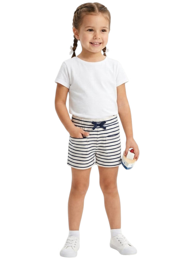 Image for Kids Girl's Striped Short,White/Navy