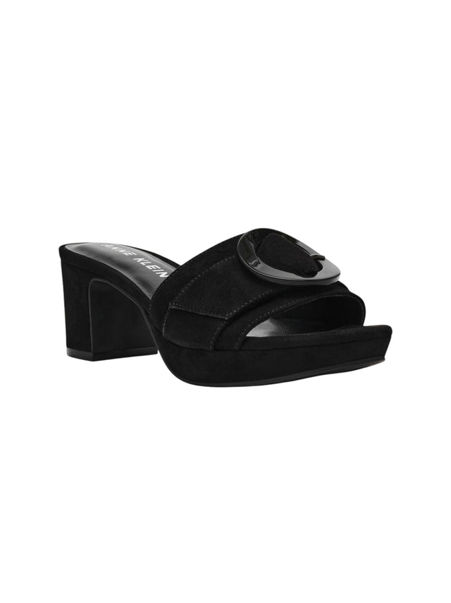 Image for Women's Front Buckle Velour Heeled Shoes,Black