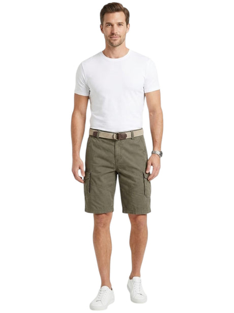 Image for Men's Plain Cargo Short With Belt,Olive