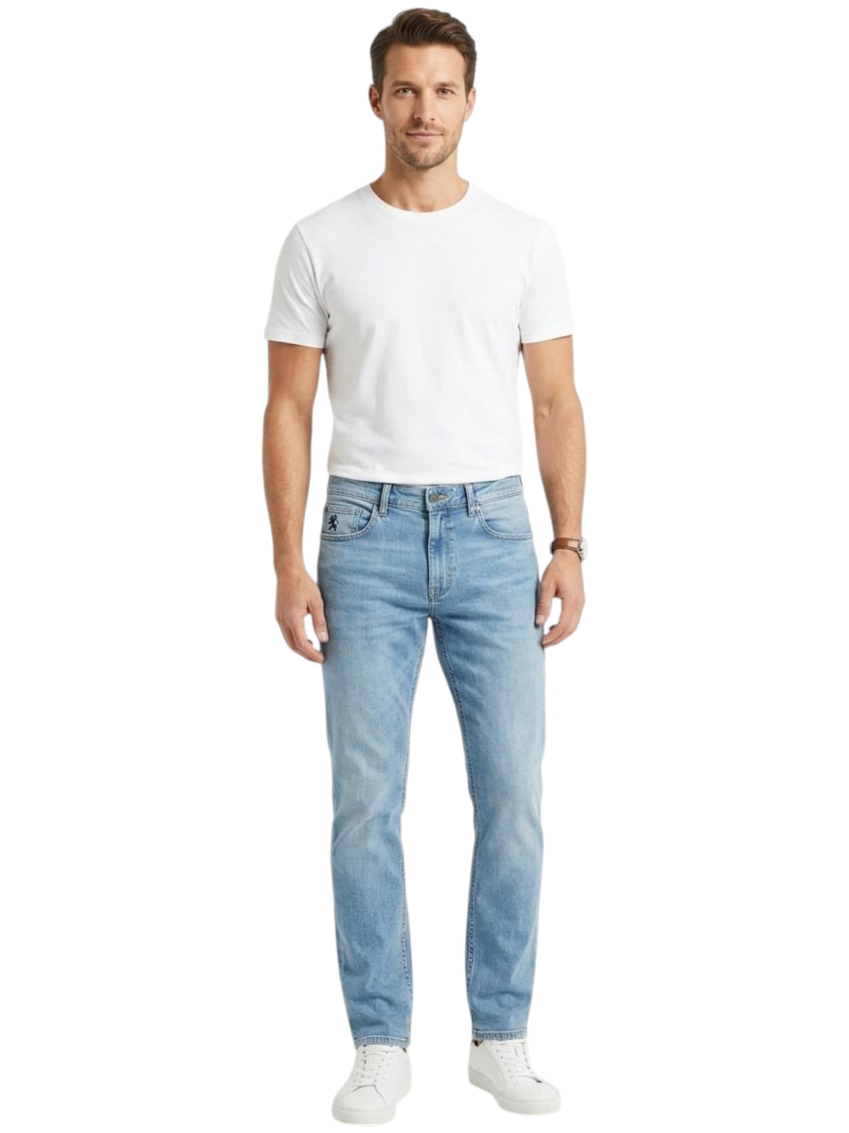 Image for Men's Washed Jeans,Light Blue