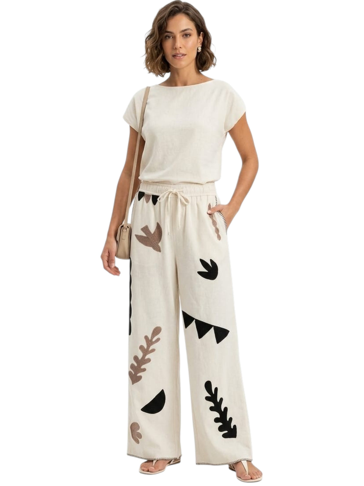 Image for Women's Printed Pant,Light Beige