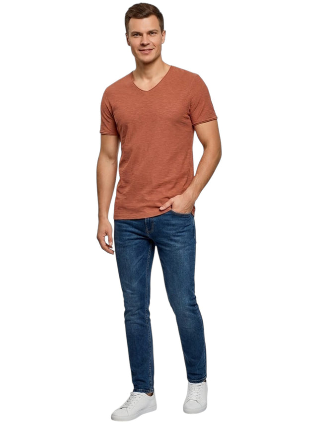 Image for Men's Plain Solid Top,Brick