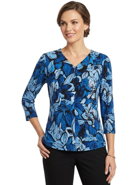 Image for Women's Floral Printed Top,Blue