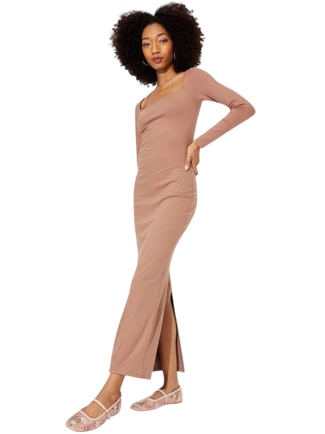 Image for Women's Plain Solid Dress,Brown