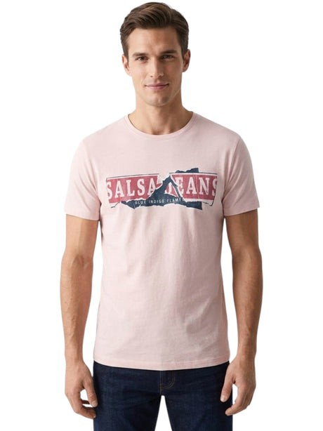Image for Men's Brand Logo Printed Top,Light Pink