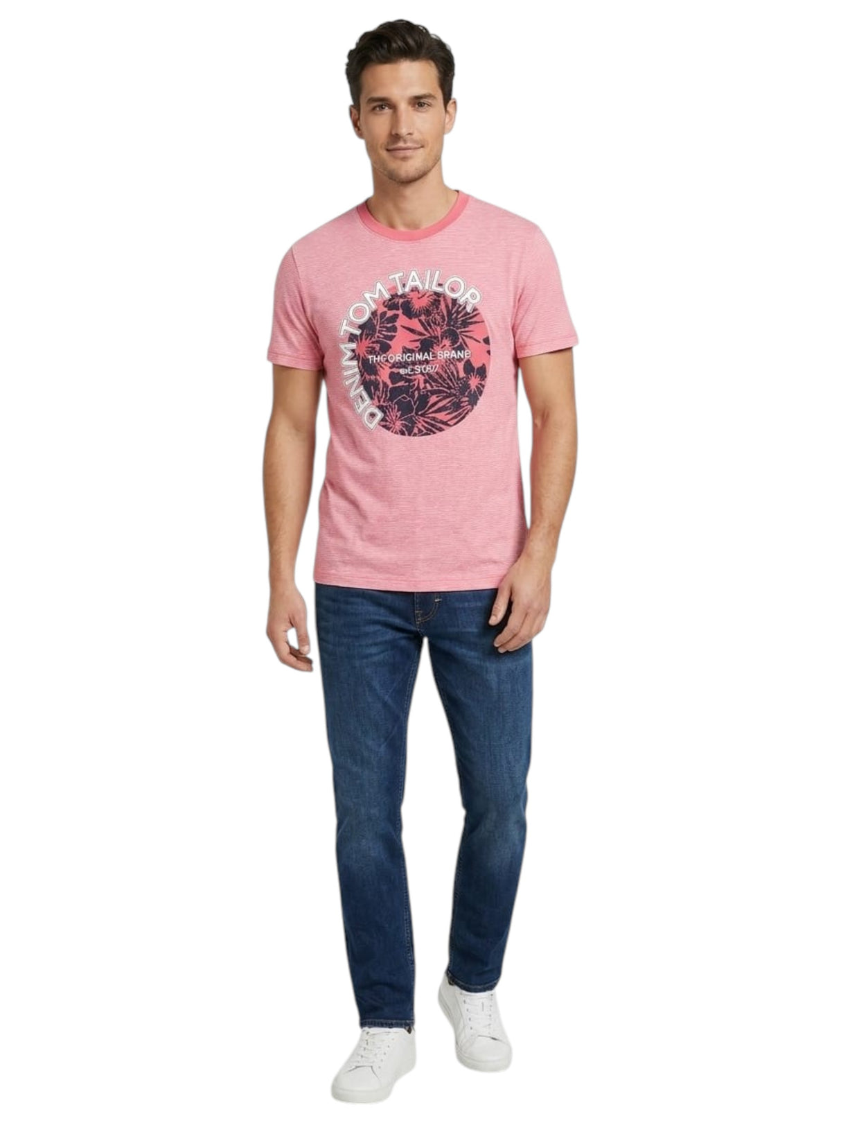 Image for Men's Brand Logo Printed Top,Light Red