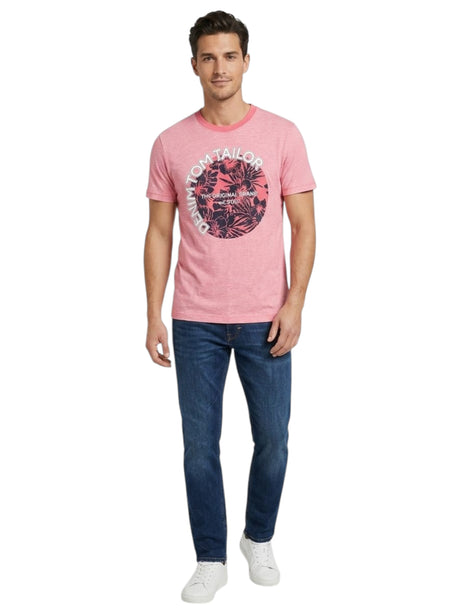 Image for Men's Brand Logo Printed Top,Light Red