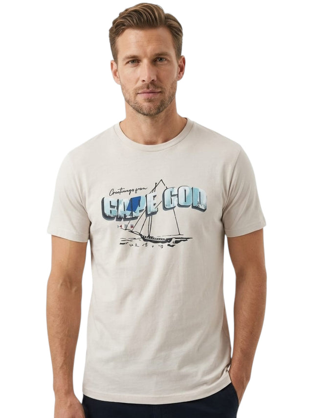 Image for Men's Printed Top,Light Beige