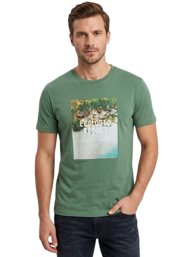 Image for Men's Printed Top,Olive