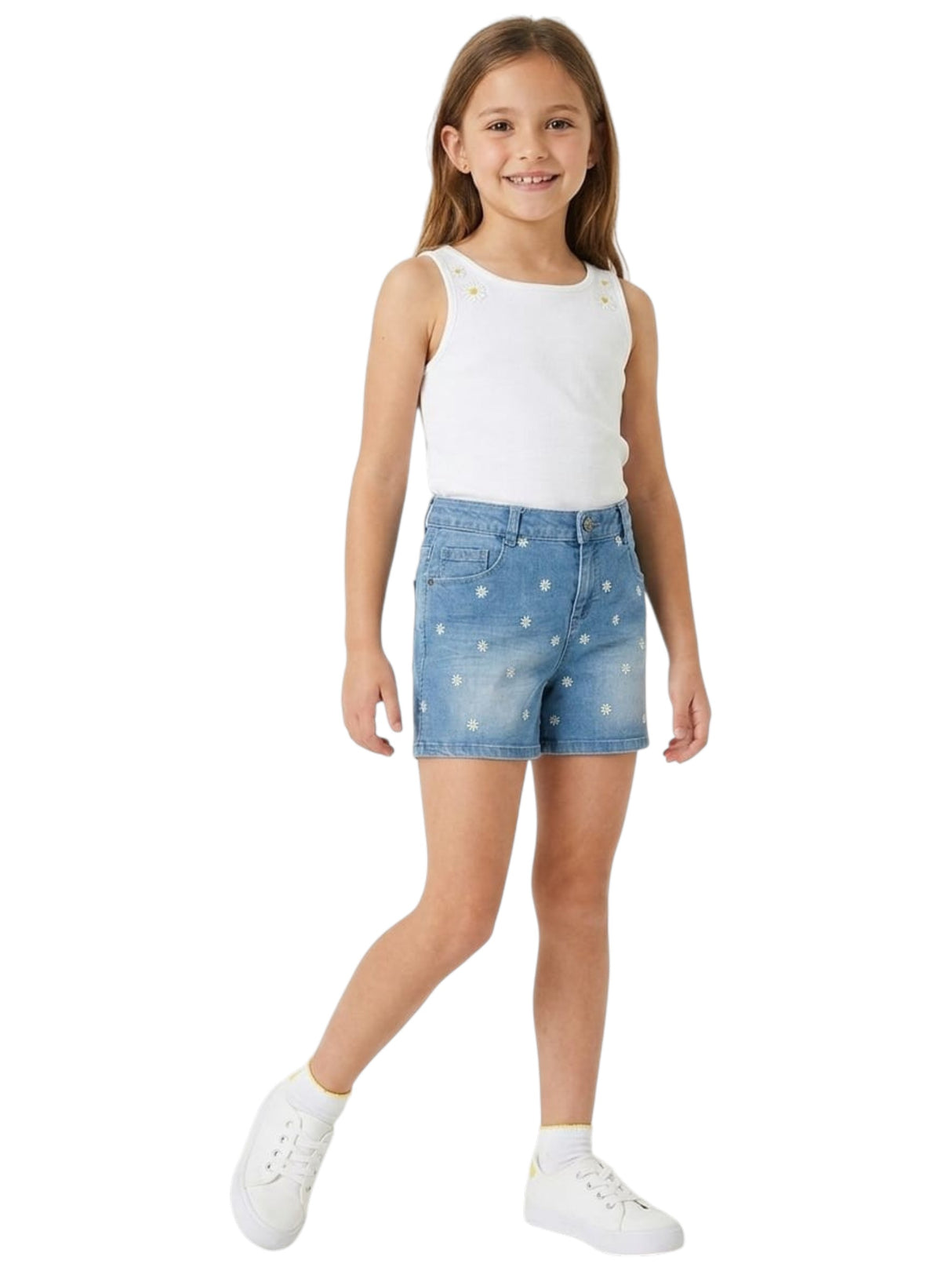 Image for Kids Girl's Floral Printed Jeans Short,Blue