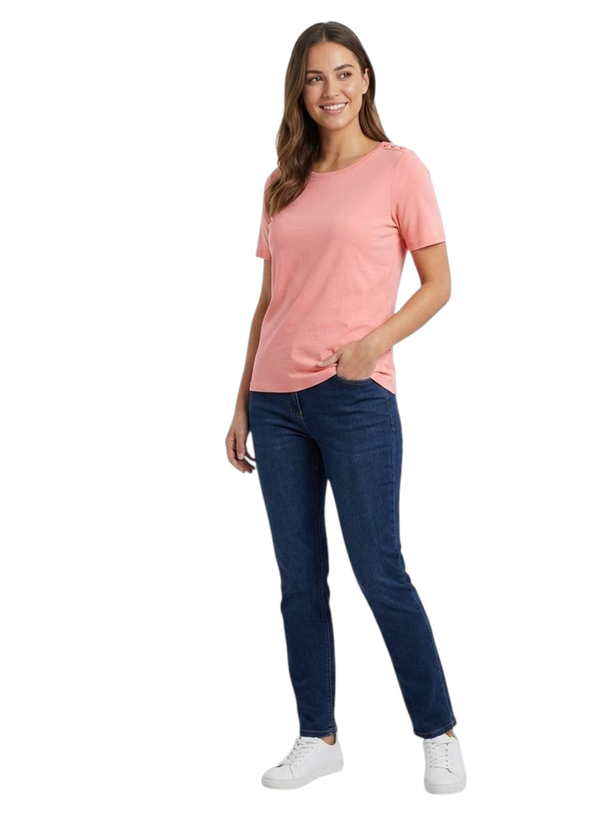 Image for Women's Plain Solid Top,Coral