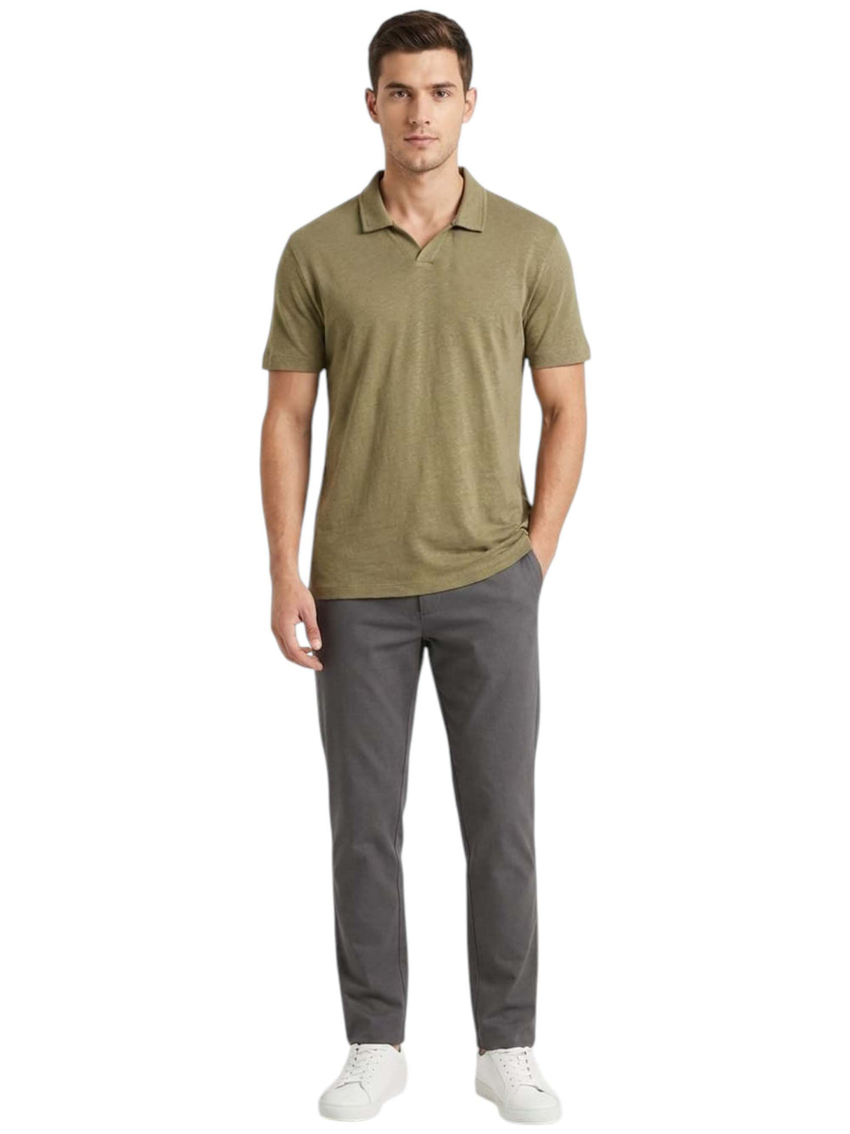 Image for Men's Plain Solid Top,Olive