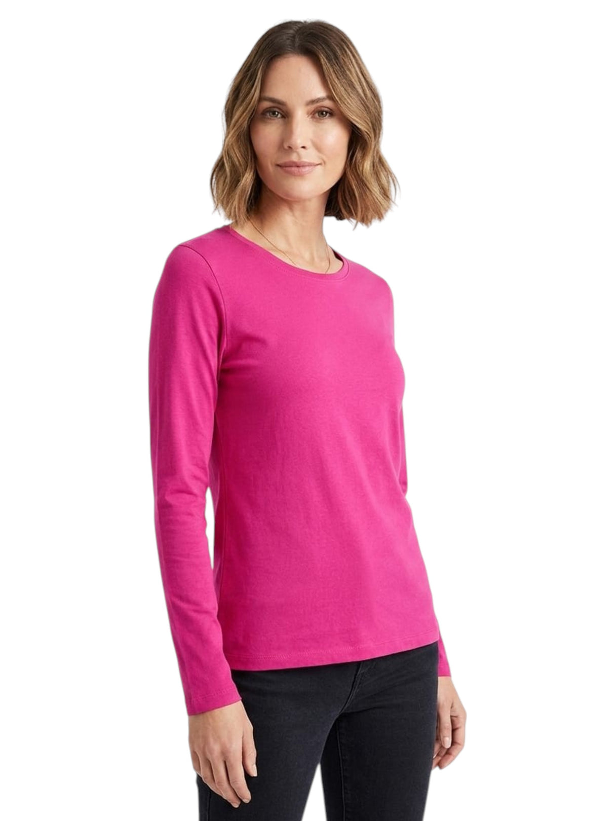 Image for Women's Plain Solid Top,Dark Pink