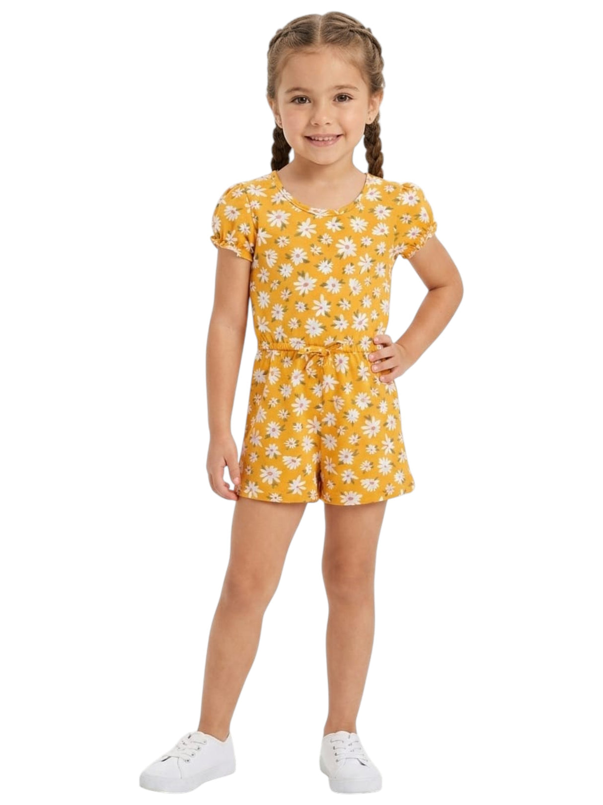 Image for Kids Girl's Floral Printed Jumpsuit,Yellow