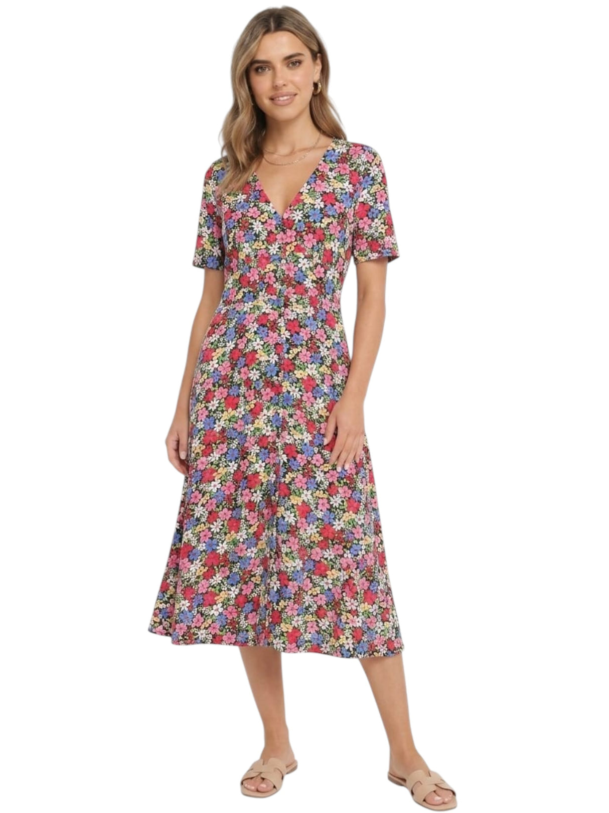 Image for Women's Floral Printed Dress,Multi
