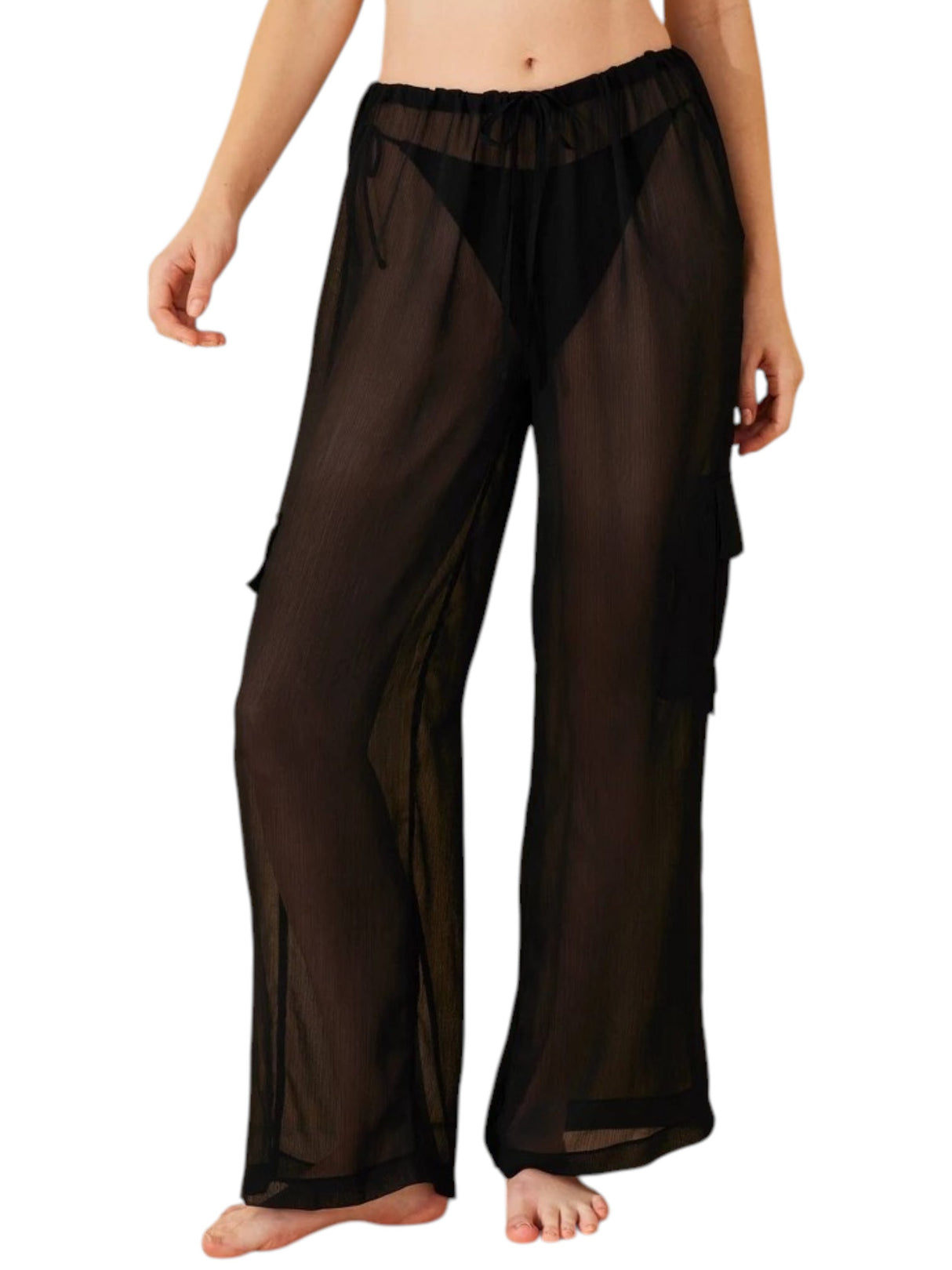 Image for Women's Plain Chiffon Cover up Pant,Black