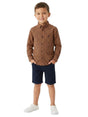Image for Kids Boy's Plaid Dress Shirt,Navy/Orange