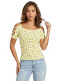 Image for Women's Floral Printed Top,Yellow