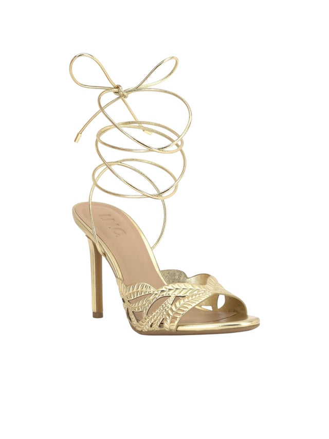 Image for Women's Ribbed Wrapped Heeled Shoes,Gold