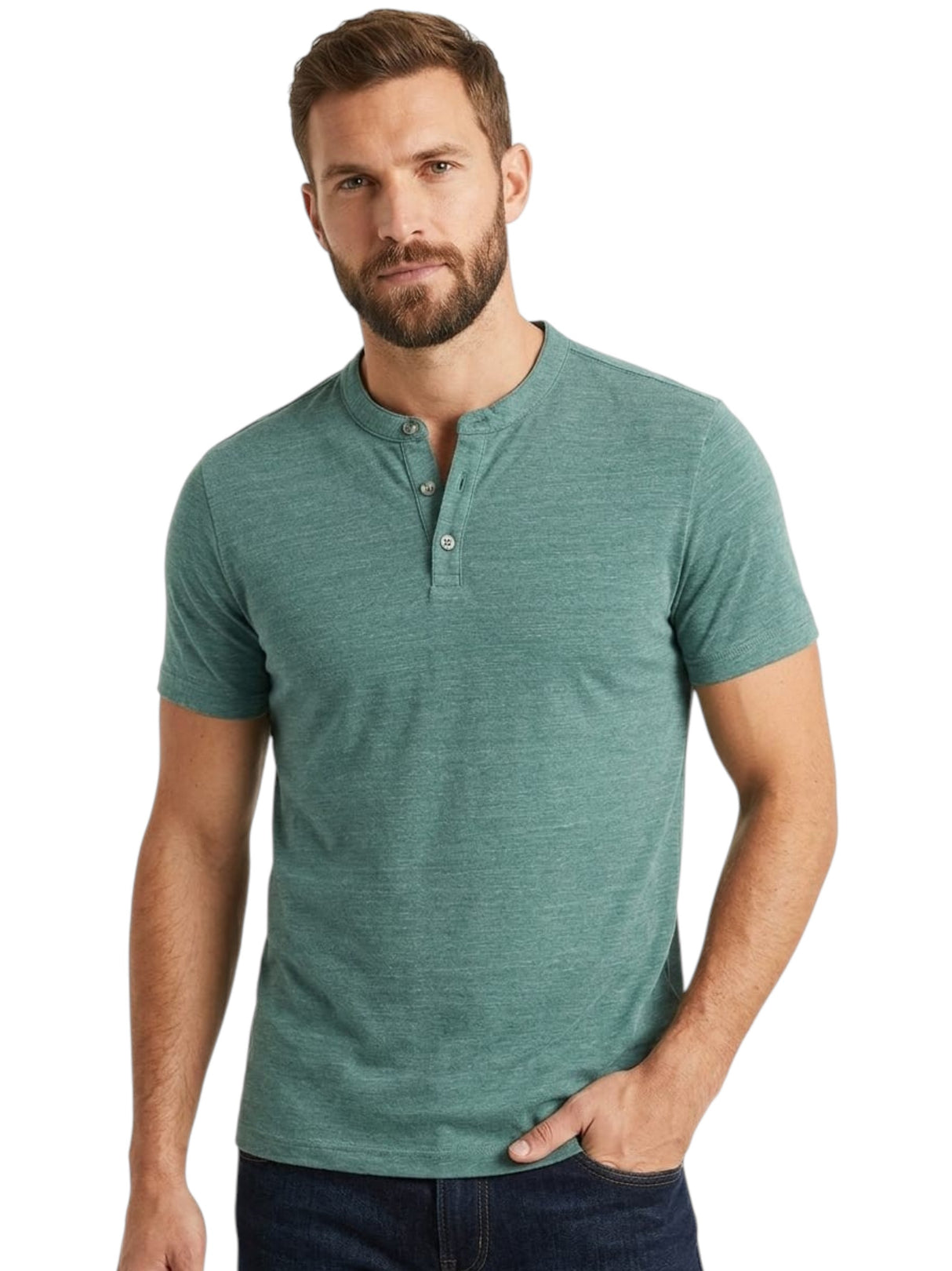 Image for Men's Textured Top,Dark Mint