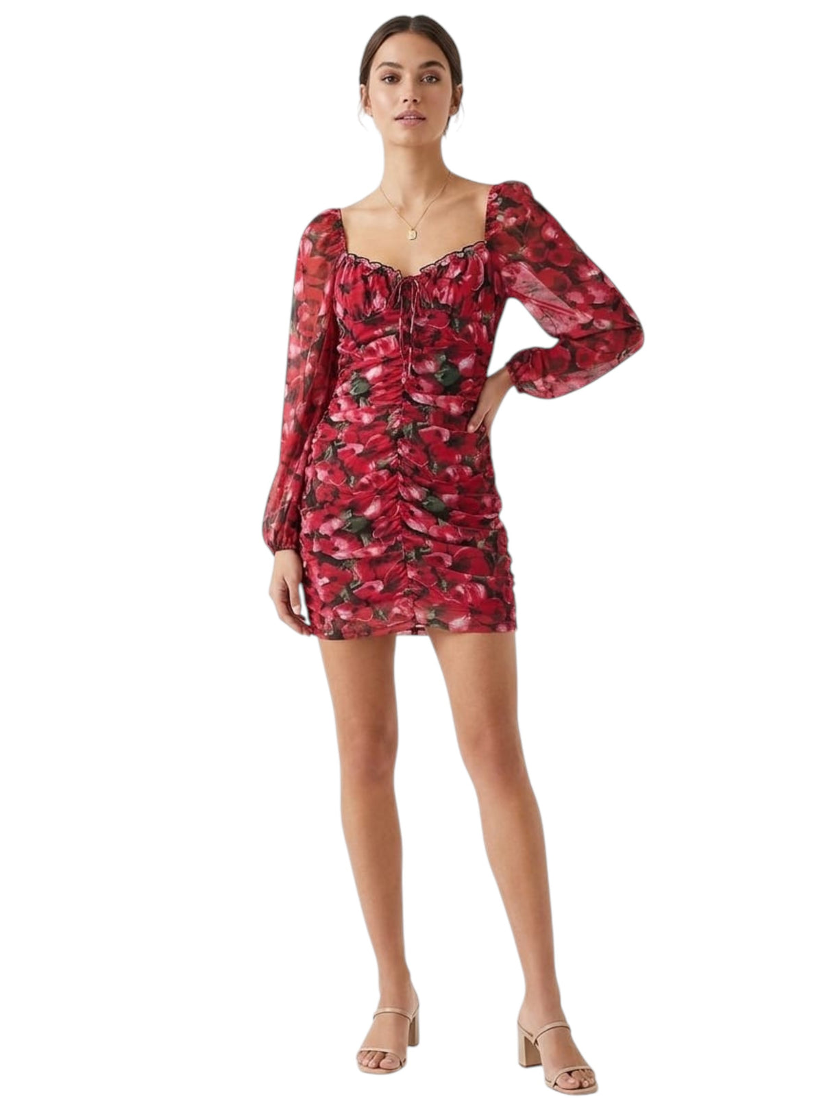 Image for Women's Floral Printed Dress,Red