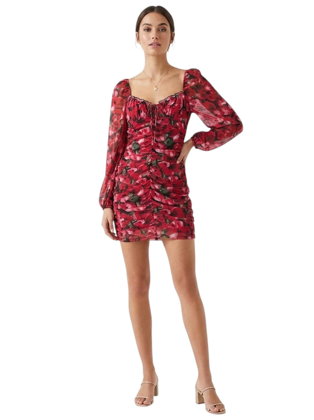 Image for Women's Floral Printed Dress,Red