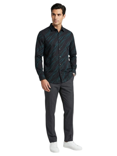 Image for Men's Printed Dress Shirt,Black