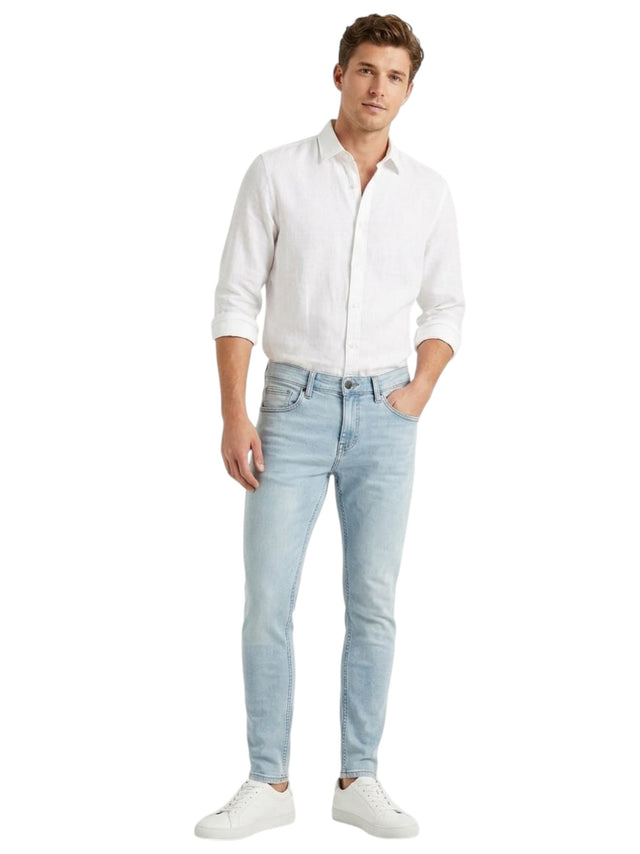 Image for Men's Plain Solid Jeans,Light Blue