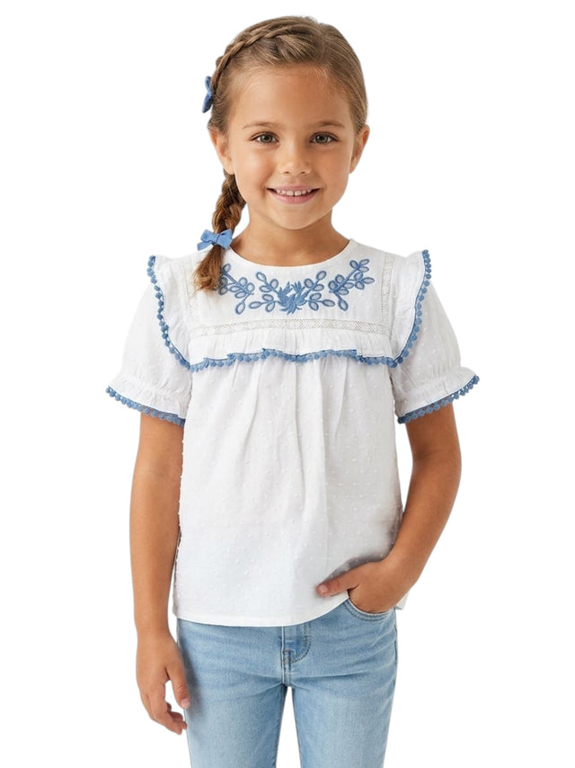 Image for Kids Girl's Eembroidered Top,White