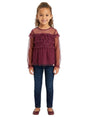 Image for Kids Girl's Printed Sheer Top,Drak Fuchsia