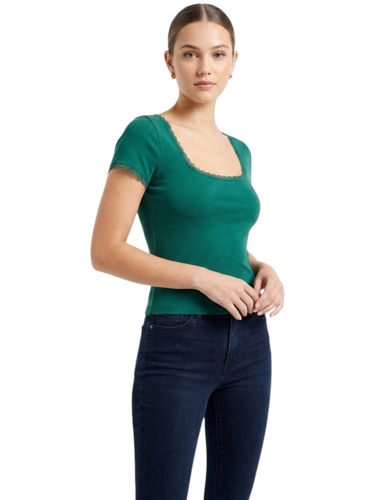Image for Women's Plain Solid Top,Dark Green