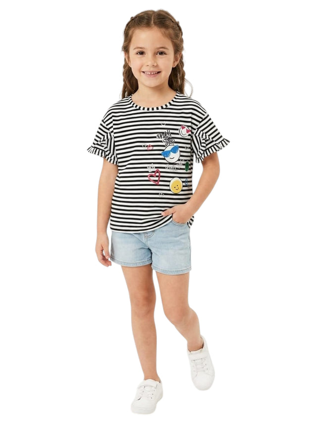 Image for Kids Girl's Striped Top,Black/White