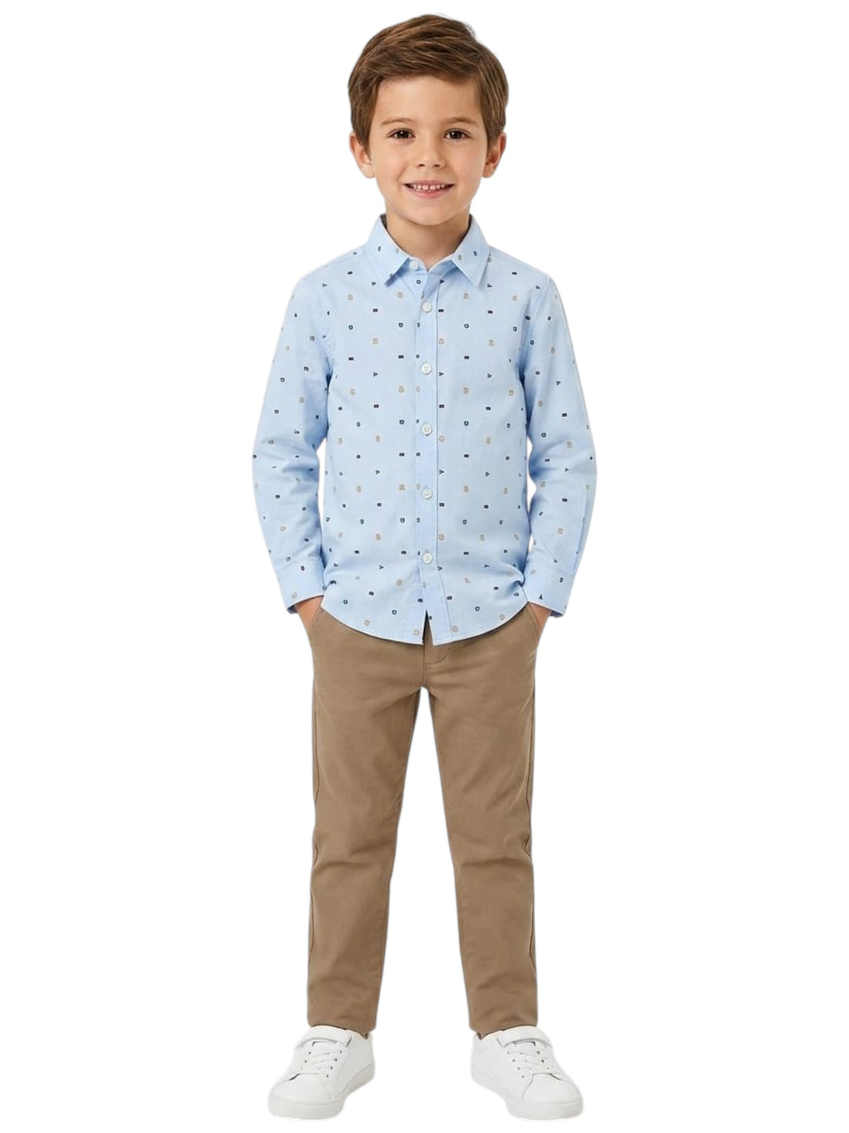 Image for Kids Boy's Printed Dress Shirt,Light Blue