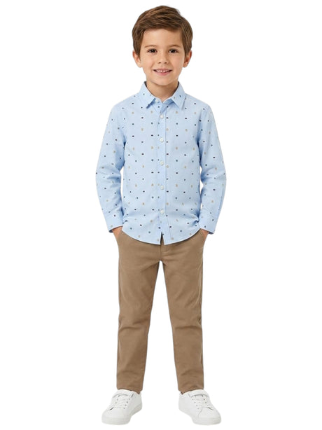 Image for Kids Boy's Printed Dress Shirt,Light Blue