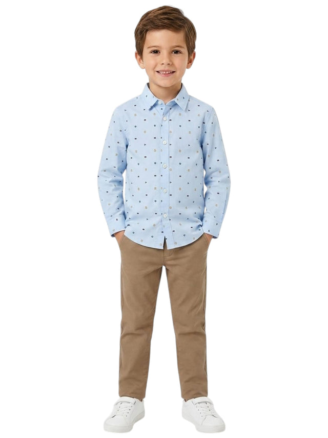 Image for Kids Boy's Printed Dress Shirt,Light Blue