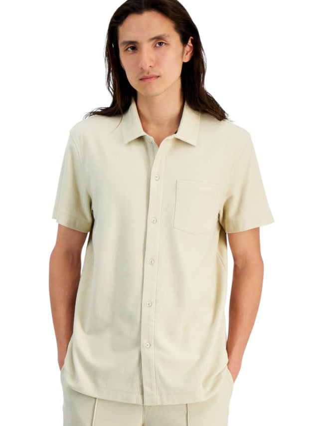 Image for Men's Plain Solid Dress Shirt,Beige