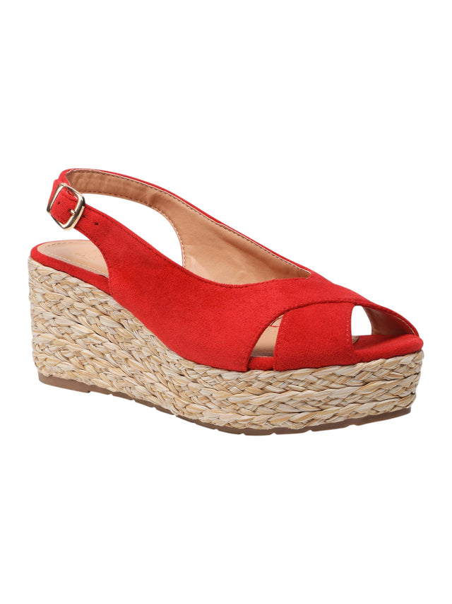Image for Women's Ribbed Heeled Shoes,Red