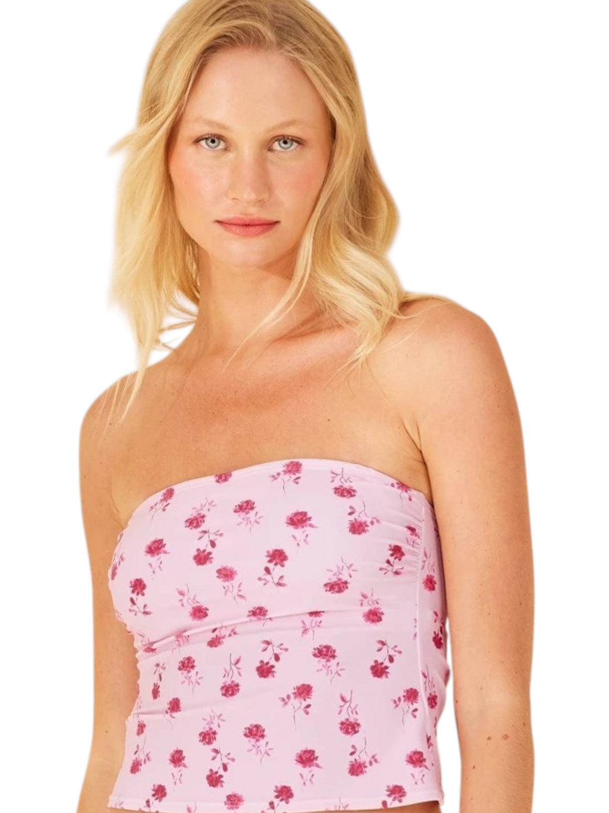 Image for Women's Printed Adjustable Straps Tankini Top,Pink