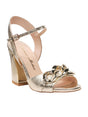 Image for Women's Shiny Front Chain Heeled Shoes,Gold