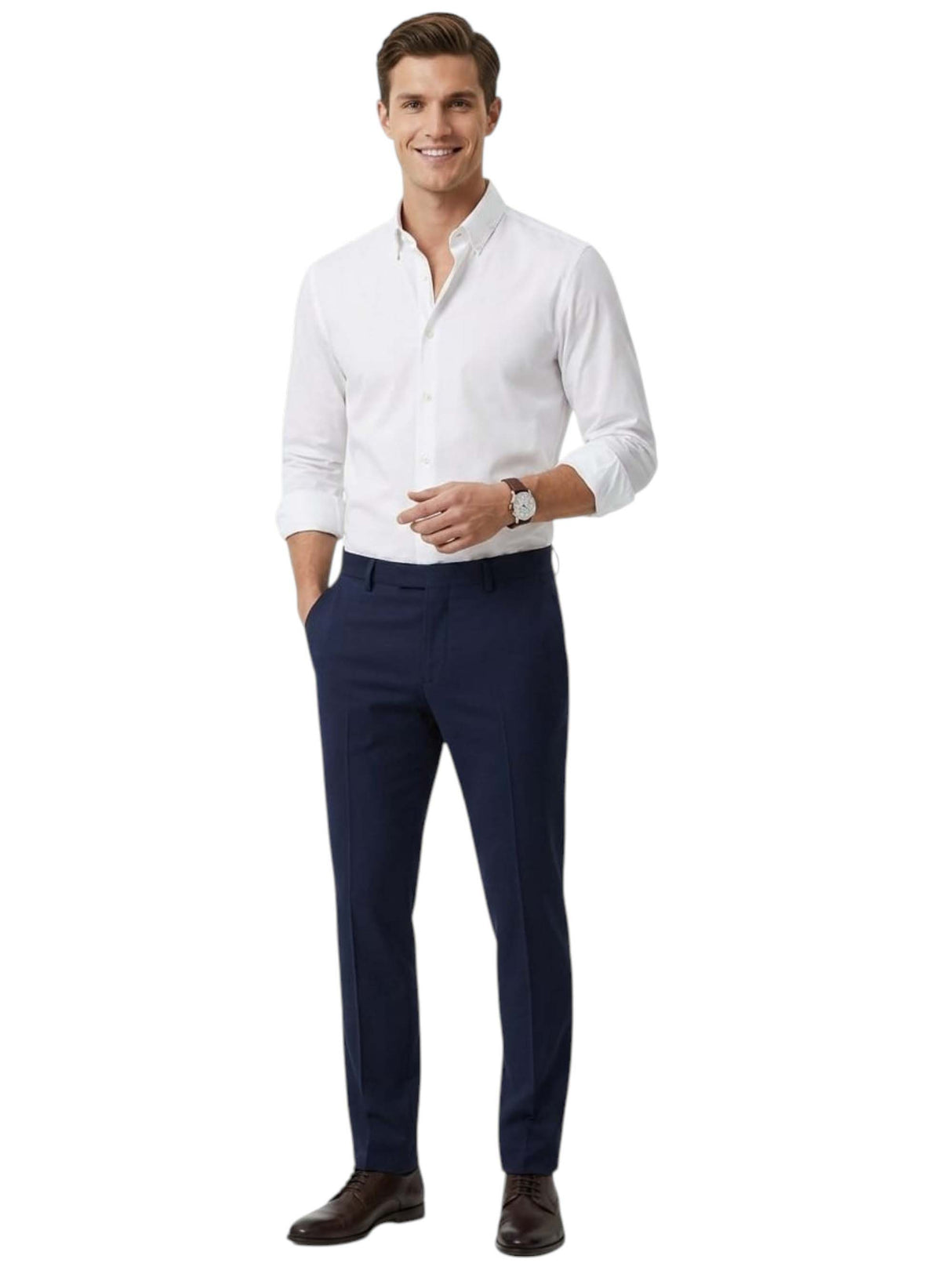 Image for Men's Plain Solid Dress Shirt,White