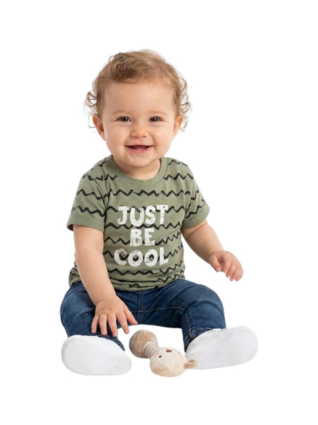 Image for Kids Boy's Black Zigzag Stripped Top,Dusty Green