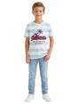 Image for Kids Boy's White Stripped Top,Dusty Blue