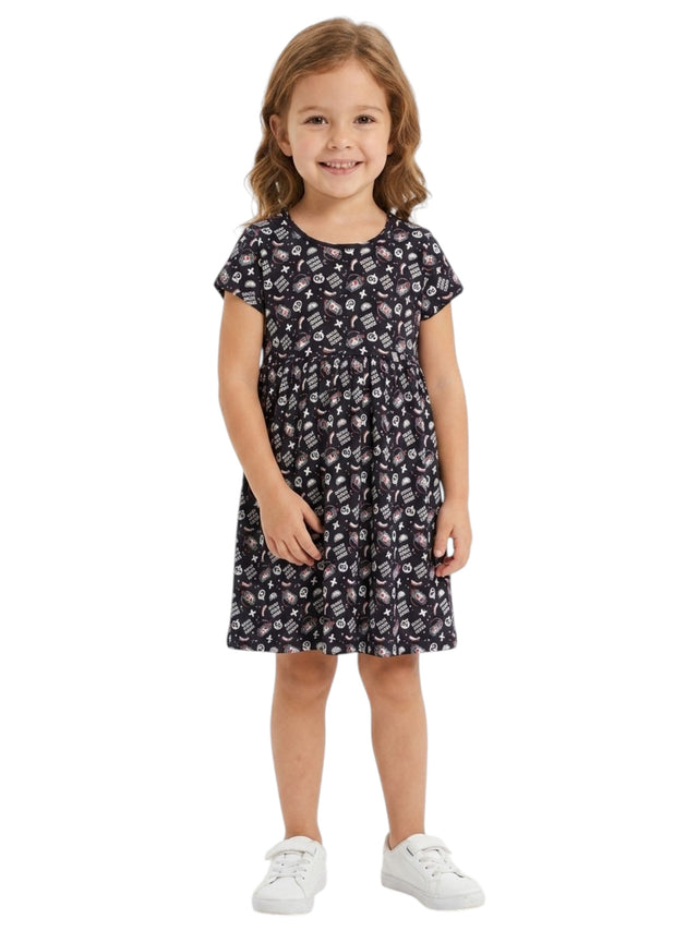 Image for Kids Girl's Printed Dress,Navy