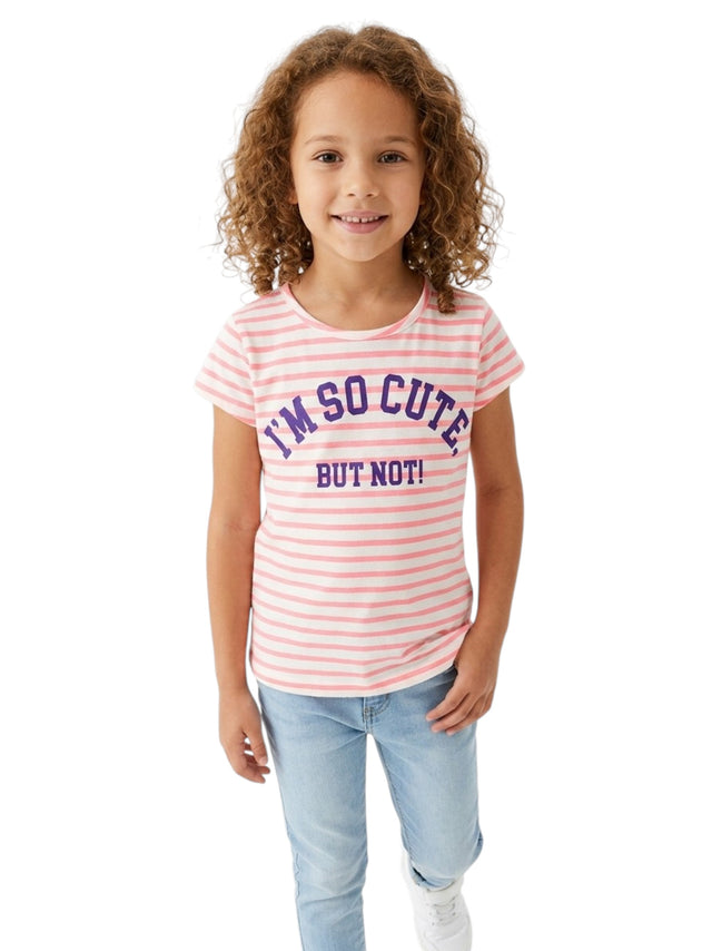 Image for Kids Girl's Printed Stripped Top,White