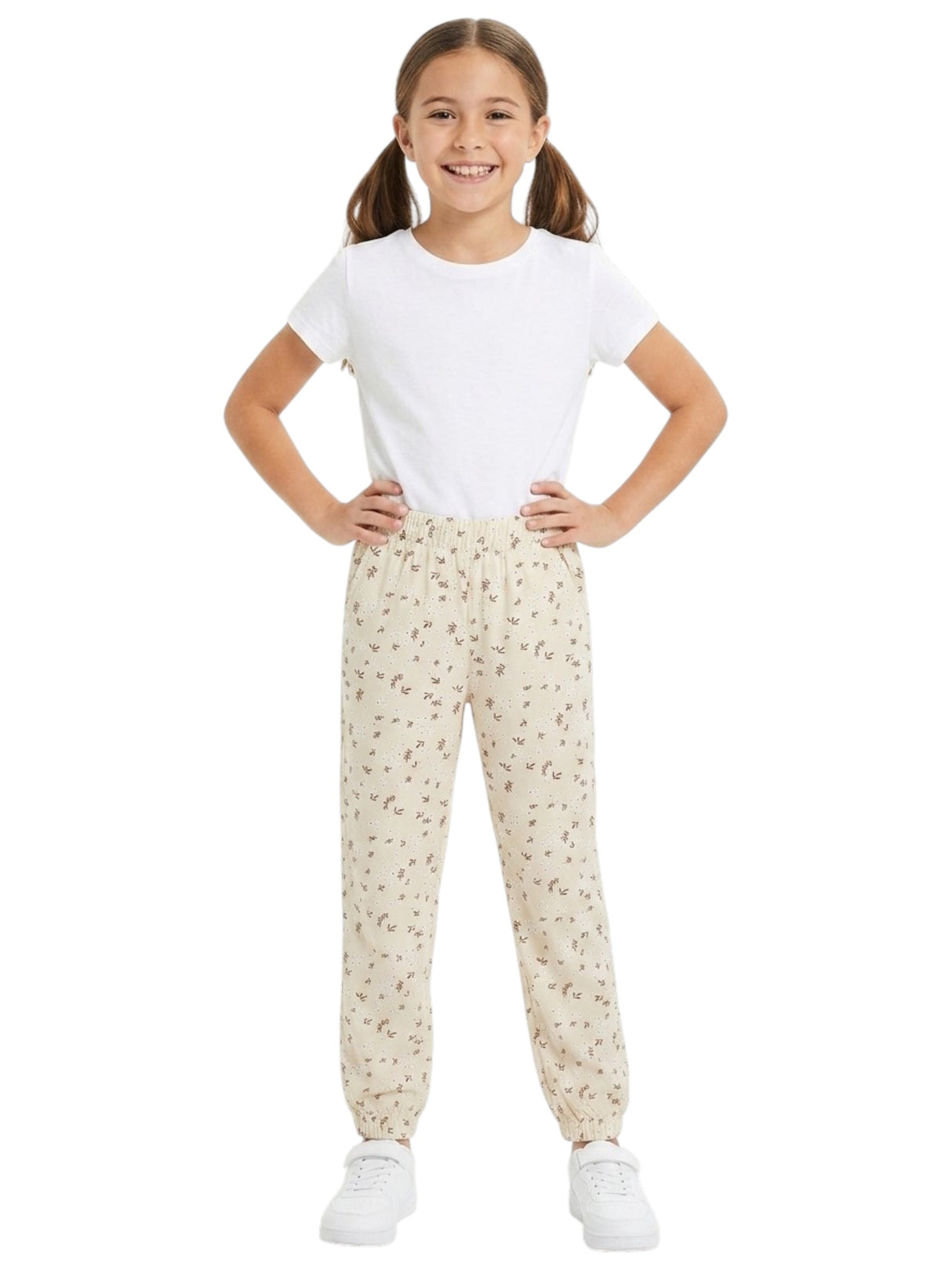 Image for Kids Girl's Printed Pant,Light Beige