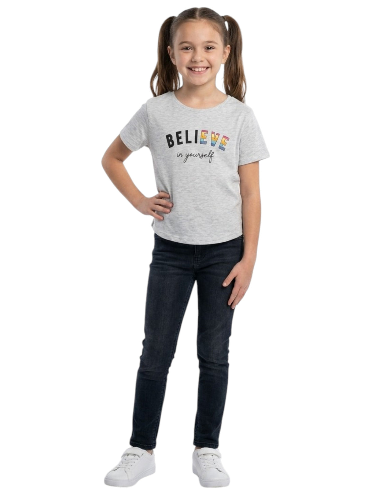 Image for Kids Girl's Printed Top,Light Grey