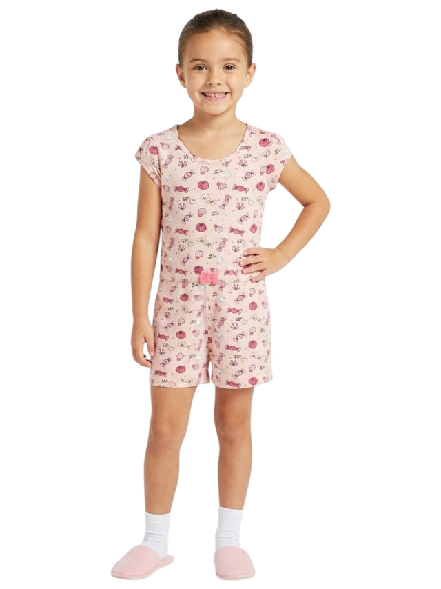 Image for Kids Girl's Printed Jumpsuit,Light Apricot